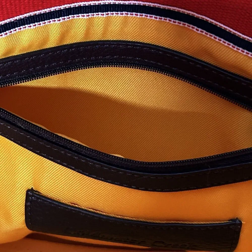 Coldwater Creek Handbag Tote Bag Red Cotton Canvas Leather Preppy Never used